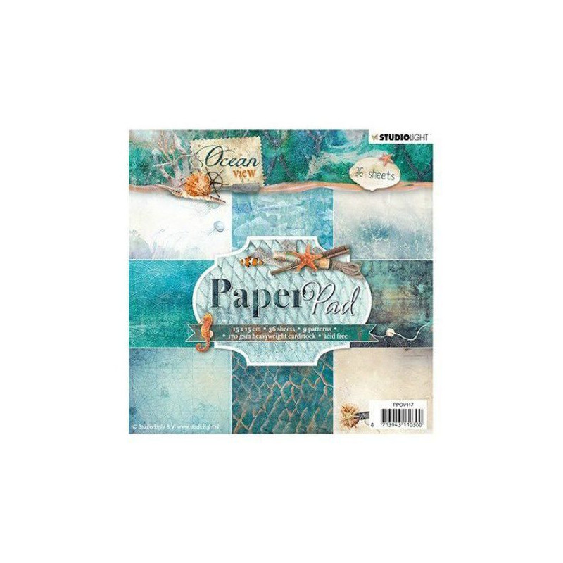 Sada Papírů 15x15cm (36ks) Č.117 Ocean View Studio Light Papíry Potiskem Scrapbooking