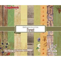 Set Papírů (24ks) 170g/m2 - Forest Scrapberrys Papíry 15 x 15 Cm Potiskem Scrapbooking