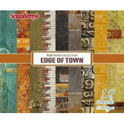 Set Papírů (12ks) 190g/m2 - Edge Of Town Scrapberrys Papíry 15 x 15 Cm Potiskem Scrapbooking