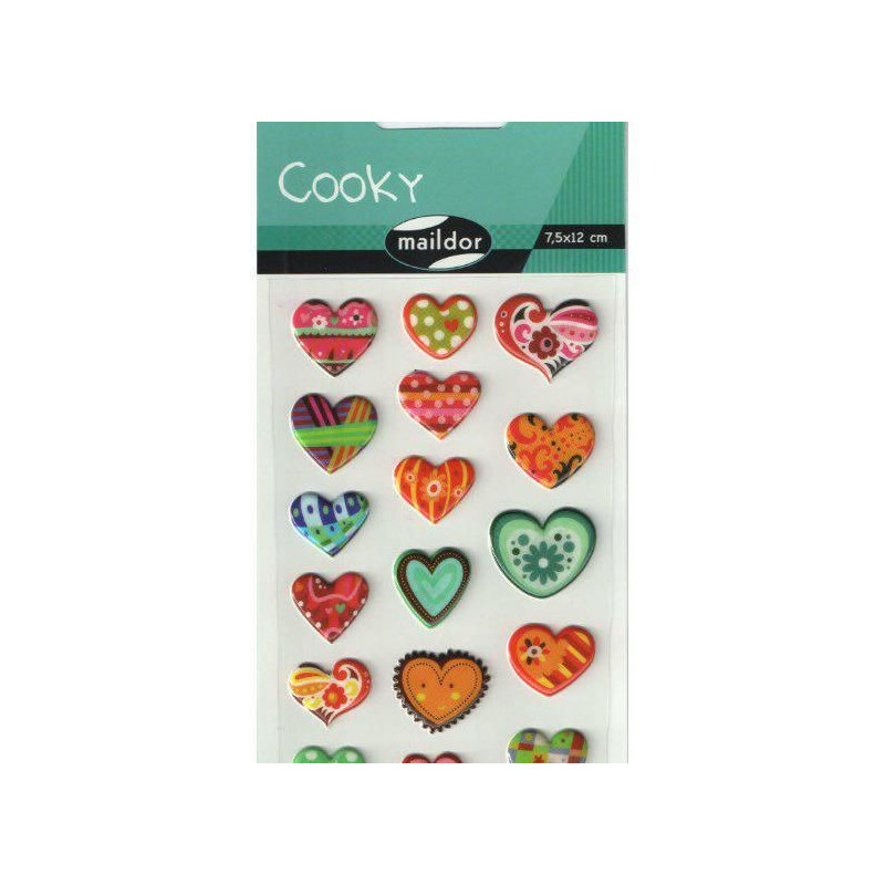 Samolepky Cooky - Srdce Maildor Plastické, Scrapbooking Papír