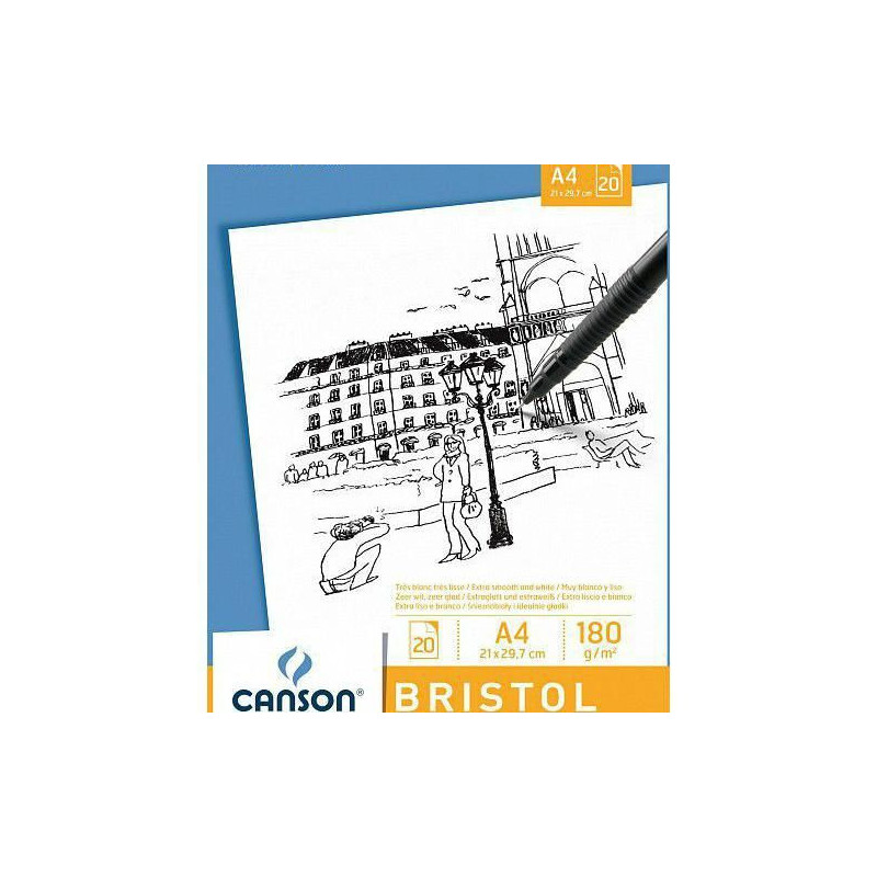 Skicák Na Ilustraci Bristol (180g/m2 20 Ks), A4 Sněhobílý, Canson Fixy Kresba - Suché Techniky Skicáky Výtvarné Potřeby