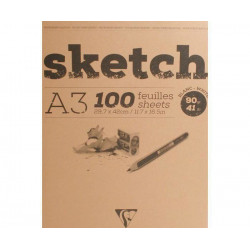 Skicák Sketch Bílý (90g/m2 100ks) A3 Clairefontaine Pastel Uhel Tužka Kresba - Suché Techniky Skicáky Výtvarné Potřeby