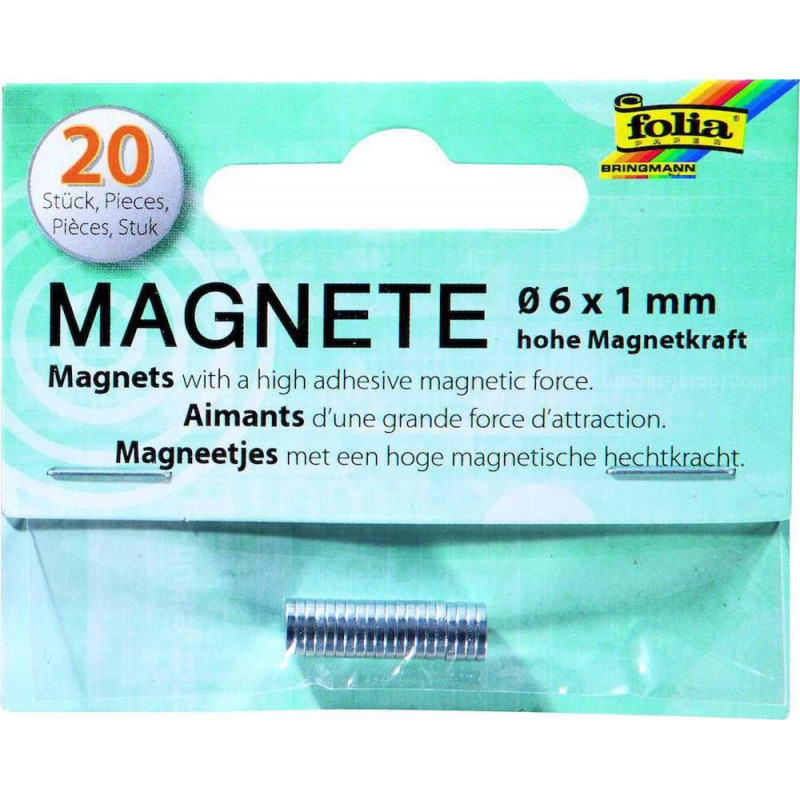 Magnety - Mini - 20 Ks - Průměr 6mm - Tloušťka 1mm Folia Bringmann