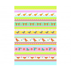 Washi Tape - Rýžové Listy A4 - 5 Samolepících Listů V 5ti Motivech - Ptáci Folia Bringmann