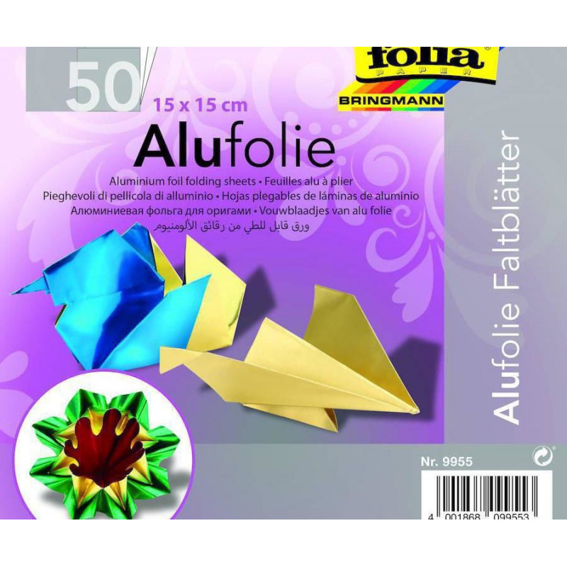 Origami Papír 15x15 Cm 50 Archů Z Alufolie V 5 Barvách Folia Bringmann