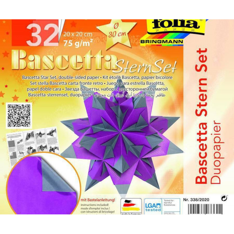 Origami Hvězdy Bascetta - 75g/m2 Dvojbarevná, Folia Bringmann