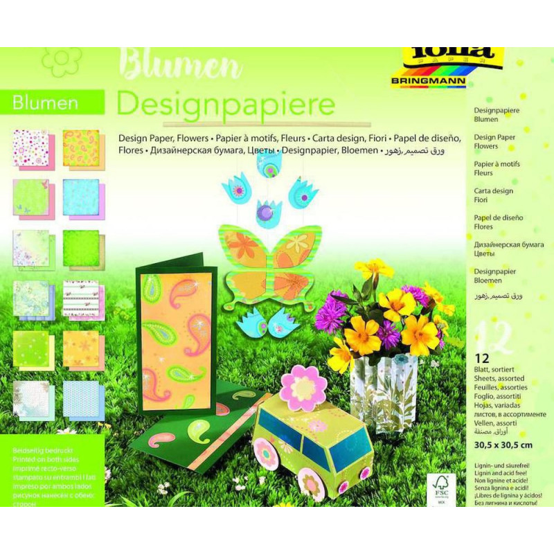 Designové Papíry S Glitrama 30, 5 x 30, 5 Cm 12 Listů Ve 12ti Motivech Folia Bringmann