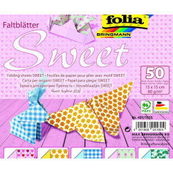 Origami Papír 15 X15 Cm Motiv Sladký 80g/m2 50 Archů V 5ti Motivech Folia Bringmann