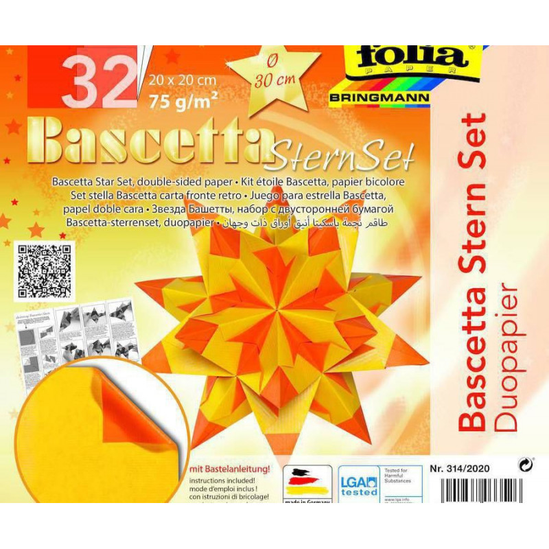 Origami Hvězdy Bascetta - 75g/m2 Dvojbarevná, Folia Bringmann