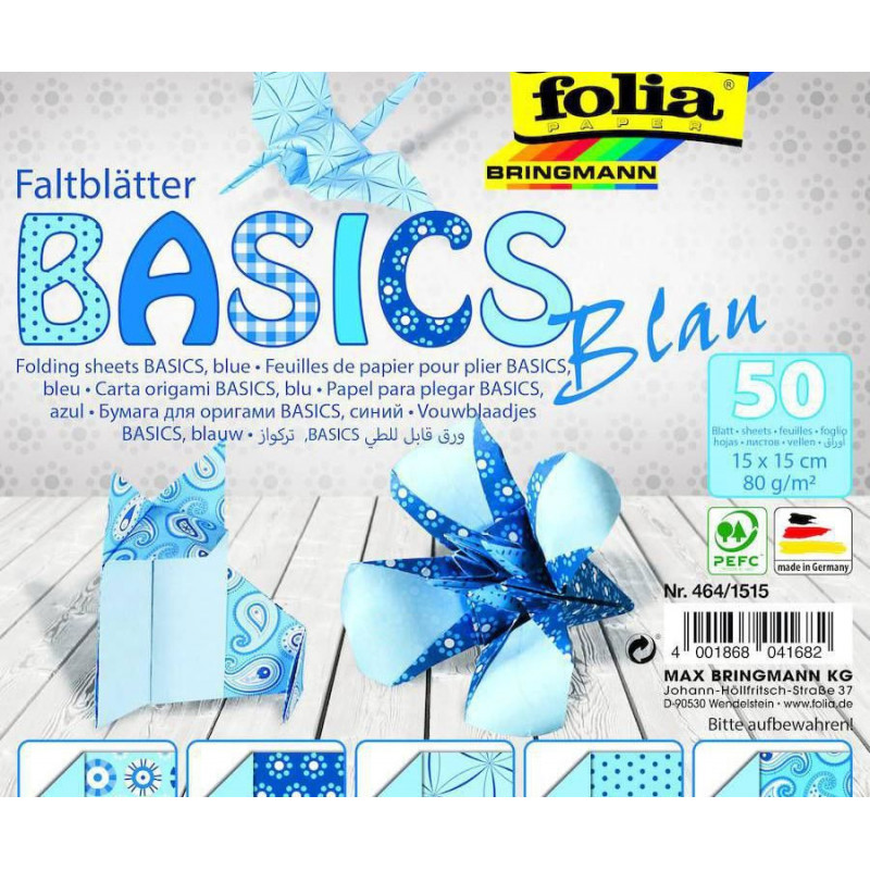 Origami Papír Basics Modrý 80g/m2 Folia Bringmann