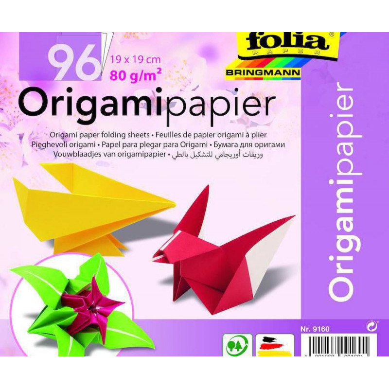 Origami Papír 19 X19 Cm 96 Listů Ve 12ti Barvách Folia Bringmann