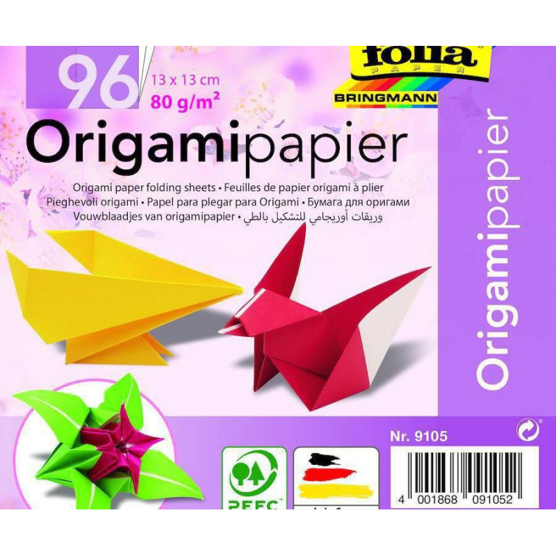 Origami Papír 13 X13 Cm 96 Listů Ve 12ti Barvách Folia Bringmann