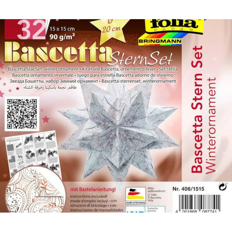 Bascetta - Hvězda - "zimní Ornamenty" - 90g/m2 - Folia Bringmann