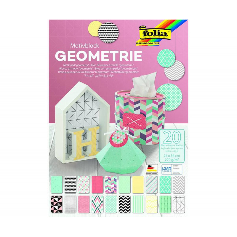 Blok S Motivem "geometrie" - 270g/m2 - 20 Listů, Folia Bringmann