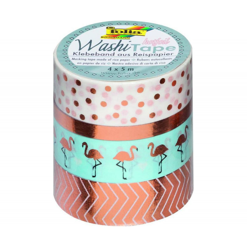 Washi Tape - Dekorační Lepící Páska - 4 Ks - Růžová Zlatá, Folia Bringmann