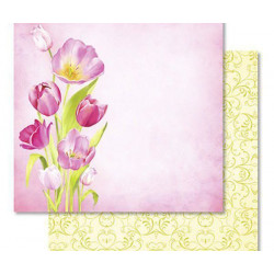 Třpytivý Oboustranný Papír Na Scrapbook Tulipány V Kytici Ursus 30 x 30 Příroda Papíry Listy Potiskem Scrapbooking