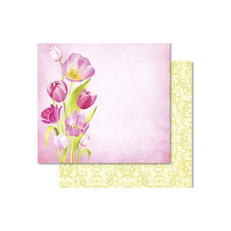 Třpytivý Oboustranný Papír Na Scrapbook Tulipány V Kytici Ursus 30 x 30 Příroda Papíry Listy Potiskem Scrapbooking