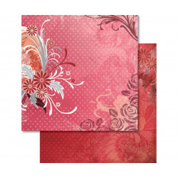 Třpytivý Oboustranný Scrapbookový Papír Love Červené Kytky Ursus 30 x 30 Příroda Papíry Listy Potiskem Scrapbooking