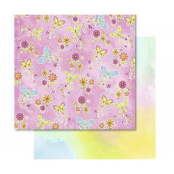 Třpytivý Oboustranný Scrapbookový Papír Motýlci A Květiny Ursus 30 x 30 Příroda Papíry Listy Potiskem Scrapbooking