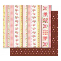 Třpytivý Oboustranný Scrapbookový Papír Růže S Proužky Ursus 30 x 30 Příroda Papíry Listy Potiskem Scrapbooking