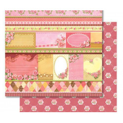 Třpytivý Oboustranný Scrapbookový Papír Růže A Jmenovky Ursus 30 x 30 Kartičky Papíry Listy Potiskem Scrapbooking