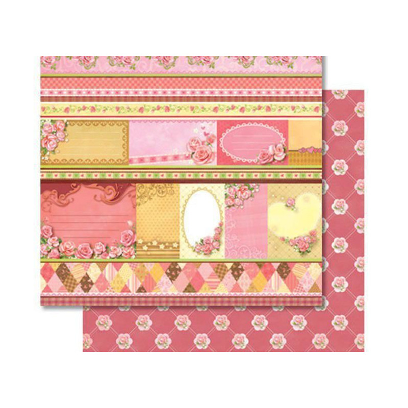 Třpytivý Oboustranný Scrapbookový Papír Růže A Jmenovky Ursus 30 x 30 Kartičky Papíry Listy Potiskem Scrapbooking