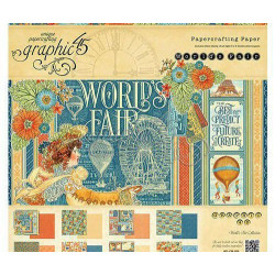 Sada Oboustranných Papírů 20x20 Cm (24ks) World's Fair Graphic 45 Papíry Potiskem Scrapbooking