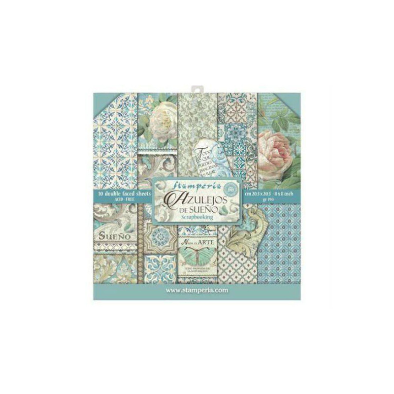 Sada Oboustranných Papírů 20x20cm Azulejos (10ks), Stamperia Papíry Potiskem Scrapbooking