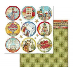 Oboustranný Papír Na Scrapbook Vánoční Kulaté Obrázky Stamperia 30 x 30 Vánoce Papíry Listy Potiskem Scrapbooking