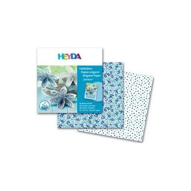 Papíry Na Origami 15x15cm Modrý Outdoor Heyda Technika Scrapbooking