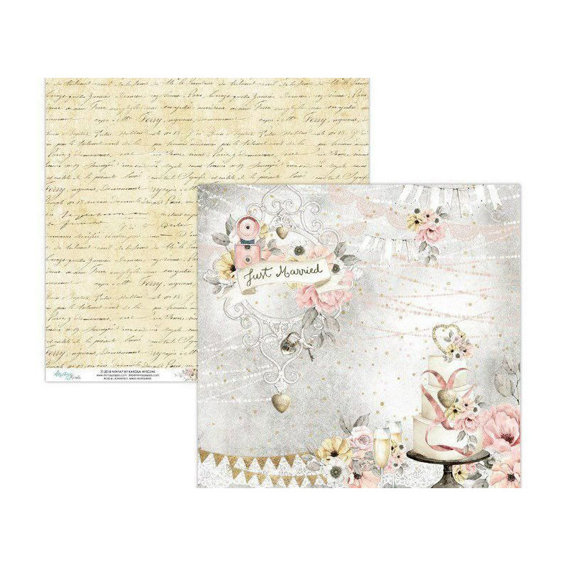 Oboustranný Papír Na Scrapbook Mintay Marry Me! (1ks) Mrm-02 Mintay By Karola 30 x 30 Svatba Papíry Listy Potiskem Scrapbooking