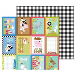 Oboustranný Papír Na Scrapbook (1ks) Buffalo Check Doodlebug Design Inc., 30 x 30 Kartičky Papíry Listy Potiskem Scrapbooking