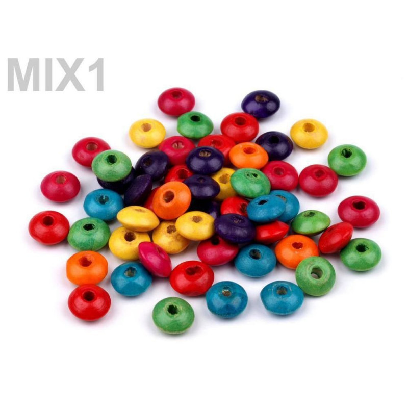 20g 1 Mix Dřevěné Korálky Disk Ø10mm