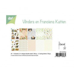 Sada Oboustranných Papírů A4 Franciens Cats & Butterflies (12ks), Joy Crafts Papíry V Sadě, Potiskem Scrapbooking