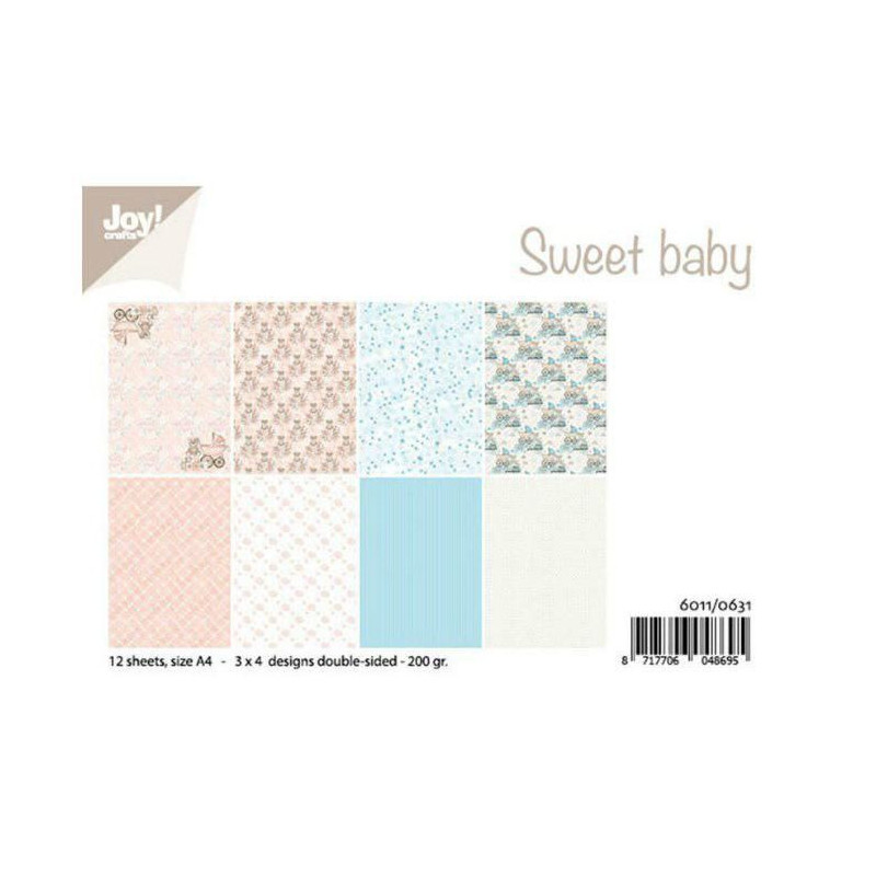 Sada Oboustranných Papírů A4 Sweet Baby A4 (12Ks), Joy Crafts Papíry V Sadě, Potiskem Scrapbooking