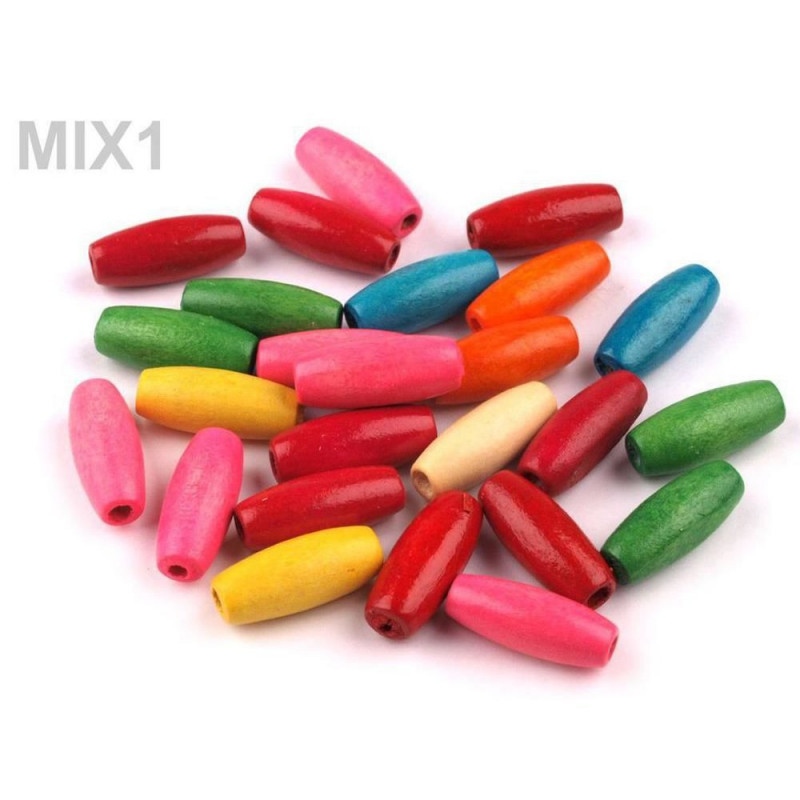 100g 1 Mix Dřevěné Korálky Oliva 8x20 Mm