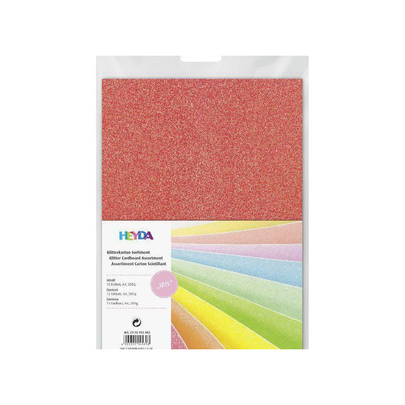 Třpytivý Papír Sada A4 Pastelový A Neonový Mix (10Ks), Heyda Papíry Speciální, Scrapbooking