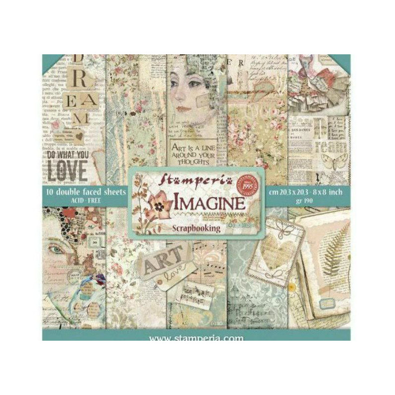 Sada Oboustranných Papírů 20X20Cm Imagine (10Ks), Stamperia Papíry Potiskem Scrapbooking