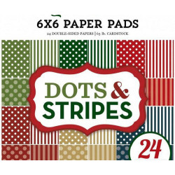 Sada Oboustranných Papírů 15x15cm Christmas Dots And Stripes (24ks), Echo Park Paper Co., Vánoční Papíry Vánoce Scrapbooking