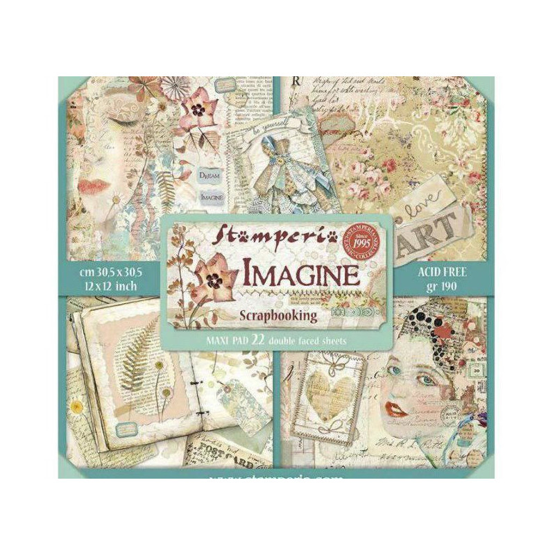 Sada Oboustranných Papírů 30X30Cm Imagine (22Ks), Stamperia Papíry Sady Potiskem Scrapbooking