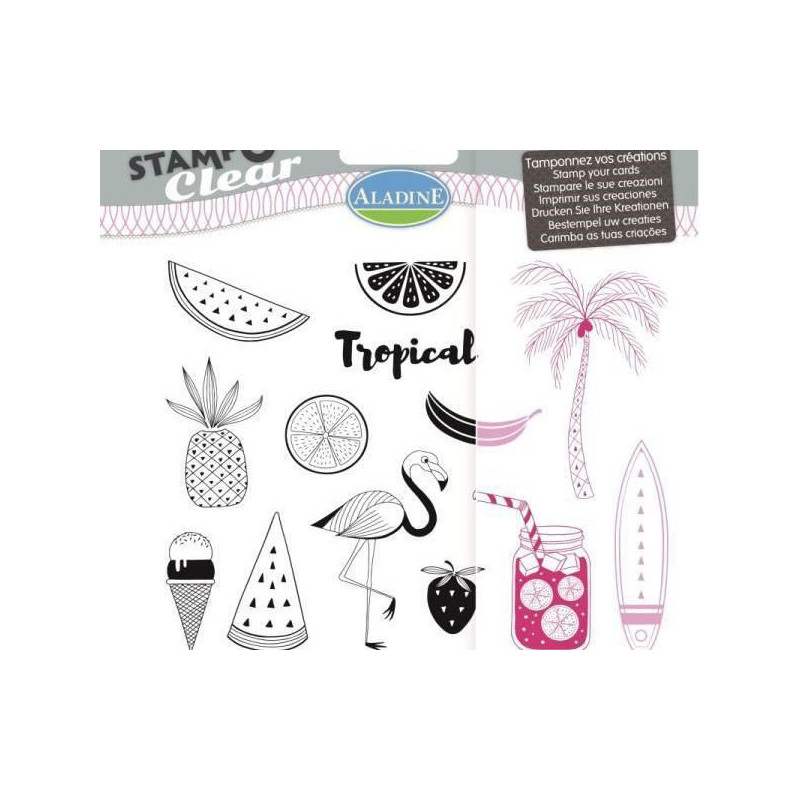 Tropical - Silikonová Gelová Razítka (13Ks), Aladine Papír Scrapbooking