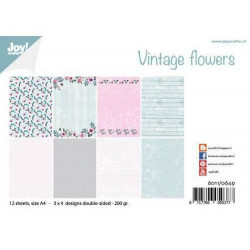 Sada Papírů A4 Vintage Flowers (12Ks), Joy Crafts Papíry Sadě, Potiskem Scrapbooking