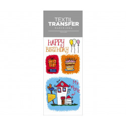 Obtisk Na Textil - Happy Birthday - 10x20cm 12090-ta