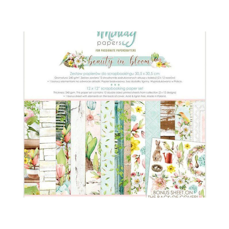 Sada Oboustranných Papírů Mintay Beauty In Bloom 30x30cm (12ks) Bib-07 Mintay By Karola Papíry Sady Potiskem Scrapbooking