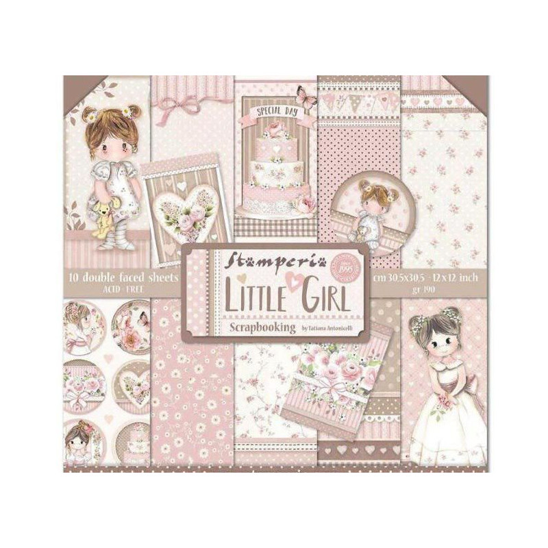 Sada Oboustranných Papírů 30X30Cm Little Girl (10Ks), Stamperia Papíry Sady Potiskem Scrapbooking