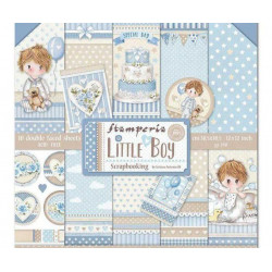 Sada Oboustranných Papírů 30X30Cm Little Boy (10Ks), Stamperia Papíry Sady Potiskem Scrapbooking