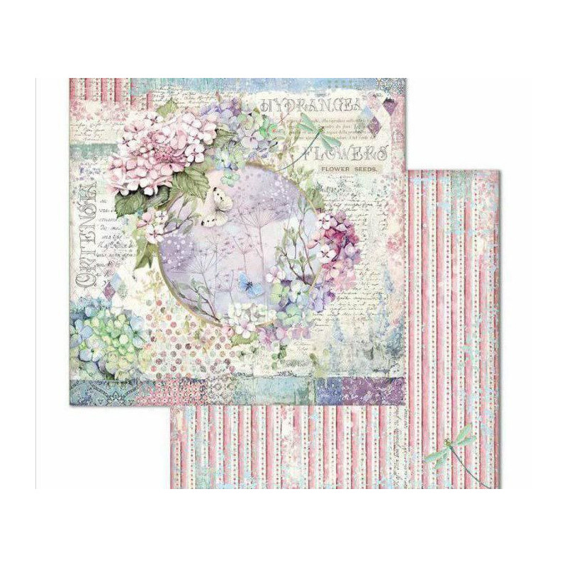 Oboustranný Papír Na Scrapbook Hortenzie Flowers Stamperia 30 X 30 Příroda Papíry Listy Potiskem Scrapbooking