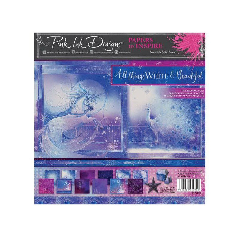 Pink Ink Designs Sada Jednostranných Papírů 20, 3x20, 3cm (24ks) - All Things White & Beautiful , papíry Potiskem Scrapbooking