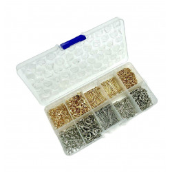 350pcs Zlatý Starožitný stříbrný Mix šperky nález Set kapsa korálky náramky náhrdelníky 5mmx10mm 5mm 24mm 128mm x 65mm x