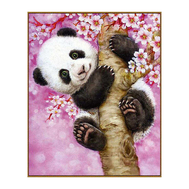 Kreativní sada - diamantová mozaika rozměr 20 x 25 cm motiv - Veselá panda 21 barev